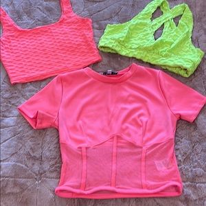 3 beautiful neon crop tops